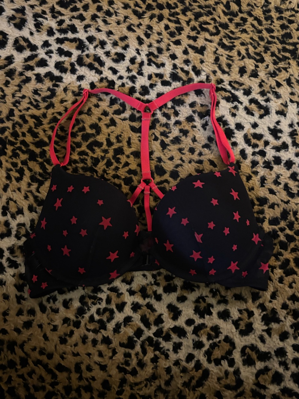 size 32B red and black victoria secret bra
